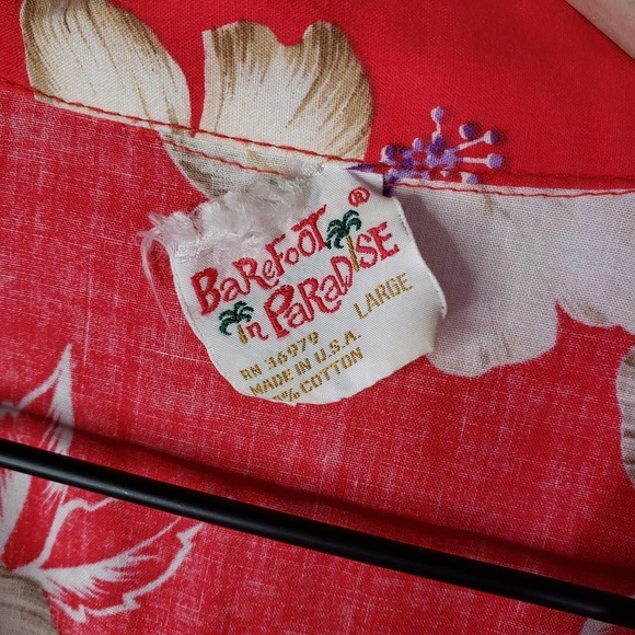 Vintage Budweiser Hawaiian Barefoot In Paradise Shirt L The Sting Red - Picture 4 of 7